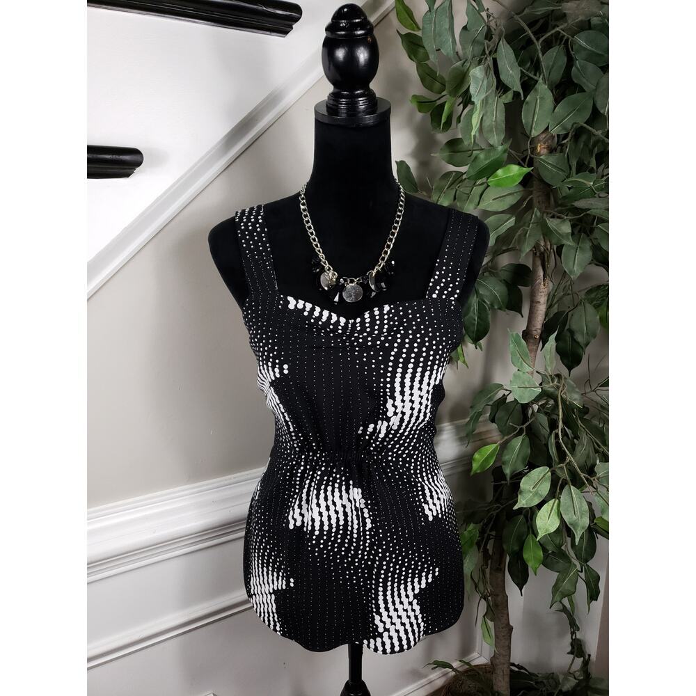 Kenneth Cole Women Top Small Black & White Polka Dot Printed Sleeveless Outdoor